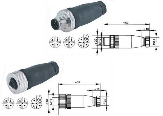 Wasserdichter Mann M12 4 PIN Connector DVR Zusatz-4P/weiblicher Adapter
