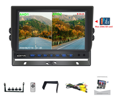 9 Zoll 1080P Quad-Auto-Monitor mit DVR-Funktion Unterstützung 256G SD-Karte Videoaufnahme