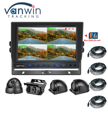 Warmverkauf 9 Zoll 1024*600 AHD Quad Display Auto Lkw Sicherheitskamera System mit Aufzeichnungsfunktion