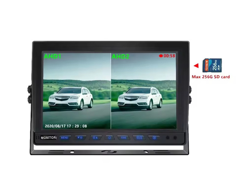 Warmverkauf 9 Zoll 1024*600 AHD Quad Display Auto Lkw Sicherheitskamera System mit Aufzeichnungsfunktion