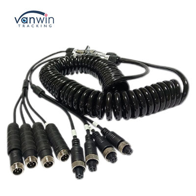 Fahrzeugvideo Luftfahrt Federdraht Anhängerverbindungsdraht 4-Pin/RCA Spiralverlängerung gewundenes Kabel