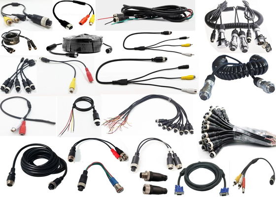 Fahrzeugvideo Luftfahrt Federdraht Anhängerverbindungsdraht 4-Pin/RCA Spiralverlängerung gewundenes Kabel