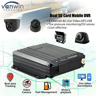 4CH 1080P Dual SD Card Mobil DVR Unterstützung Öl Sensor 4G Echtzeit Videoüberwachung GPS-Tracker