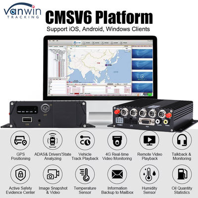 CMSV6 4CH Dual SD Card Mobil DVR 4G GPS Echtzeitüberwachung Videoüberwachung MDVR