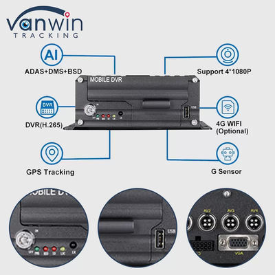 1080P 4CH HDD DVR 5G GPS Tracker Fahrzeugüberwachungssystem für die Flottensicherheit