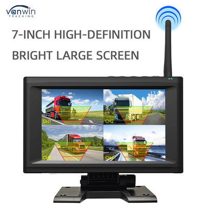 7-Zoll-Wireless-IPS-Bildschirm-Auto-Monitor-Kit mit 4 Solarkameras, einfache Installation, Nachtsicht, BSD-Sicherheitssystem, Auto-Rückfahrhilfe