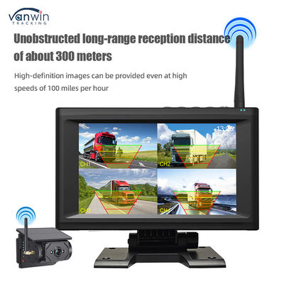 7-Zoll-Wireless-IPS-Bildschirm-Auto-Monitor-Kit mit 4 Solarkameras, einfache Installation, Nachtsicht, BSD-Sicherheitssystem, Auto-Rückfahrhilfe