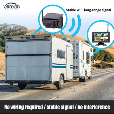 7-Zoll-Wireless-IPS-Bildschirm-Auto-Monitor-Kit mit 4 Solarkameras, einfache Installation, Nachtsicht, BSD-Sicherheitssystem, Auto-Rückfahrhilfe