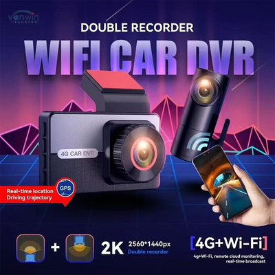Erweiterte 2K 4G SIM-Karte Dual-Objektiv GPS Dashcam Nachtsicht WDR Loop-Aufnahme Funktionen Kompatibel mit Smart VW Autos Android IPS