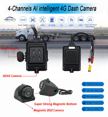 Dash Cam Recorder mit integriertem KI-Algorithmus zur Erkennung des Fahrverhaltens und 4G-Modul, das globale Frequenzbänder unterstützt