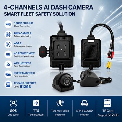 Vorder- und Rückkamera 4CH ADAS DMS Auto Video Recorder mit 4G GPS WIFI Magnetkamera für Lastwagen