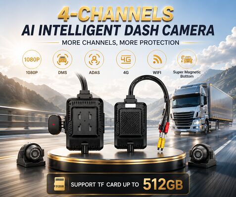 24V 4CH AI Dash Cam Kit Fahrzeugsicherheitskamera DVR mit DMS ADAS BSD Seitenkamera für Lkw/Bus