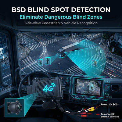 Schwerlastlastwagen 4G Dash Recorder mit ADAS BSD - GPS Telematik Flottenkamera mit SOS-Panikknopf