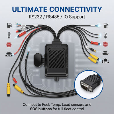 4G-Dashcam-System für Nutzfahrzeuge - Diebstahlschutz GPS-Wi-Fi-Tracker mit I/O RS232-Peripherieunterstützung