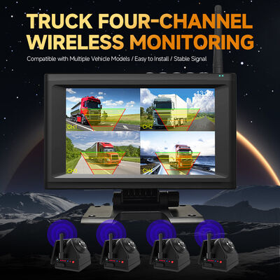 4CH 720P Wireless Dashcam für Lkw, Wohnmobil und Busse 7 " IPS BSD Alarm, Magnetische Montage, wiederaufladbar, Plug-and-Play, erweiterbar 1-4CH