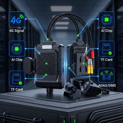4-Kanal KI Intelligente 4G Dashcam, ADAS + DMS + BSD Aktive Sicherheit, 1080P+720P Aufnahme für Taxis