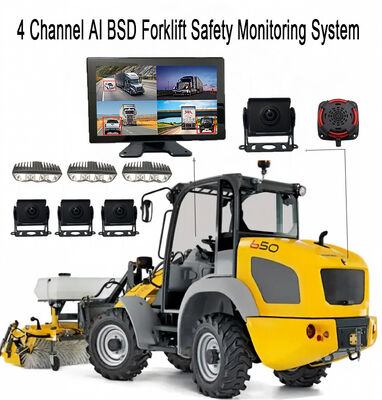 4CH AI BSD-Forklift-Sicherheitsüberwachungssystem 1080P Kamera/Display und LED-Alarmlicht/geeignet für schwere Maschinen