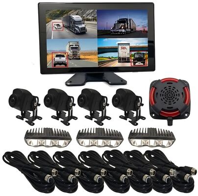 4CH AI BSD-Forklift-Sicherheitsüberwachungssystem 1080P Kamera/Display und LED-Alarmlicht/geeignet für schwere Maschinen