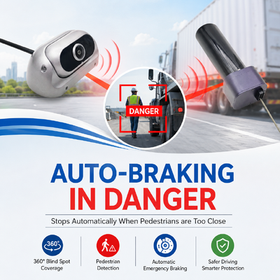 4G Fahrzeug-CCTV-DVR mit integriertem AEBS-Notbremsassistenten, ADAS+DSM+BSD Aktive Sicherheit für LKW & Busse