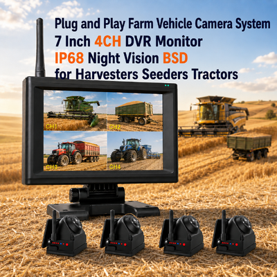 Plug and Play 1 - 4CH 720P drahtloses magnetisches Kamerasystem 7" Monitor BSD Alarm wiederaufladbar für Lkw RV Anhänger Landmaschinen