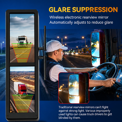 15.88 Zoll Touchscreen drahtloser elektronischer Rückspiegel mit 4 Sonnenmagnetkameras Split Screen BSD für schwere Lastwagen