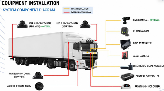 5G/4G Connected Fleet Telematics System: AI MDVR Dashcam Recorder with 77GHz Radar AEBS Digital Brake Motor ADAS DMS Alarm