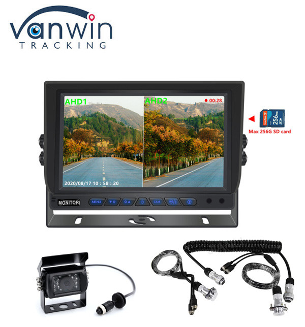 Neue Ankunft AHD 4CH SD-Karte 1080P 9-Zoll Quad-Monitor All-in-One eingebaute DVR für Lkw-Bus