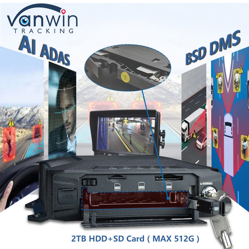 AHD 1080P 8CH 4G GPS Mobile DVR mit integriertem ADAS DSM BSD Algorithmus mit KI-Betrieb
