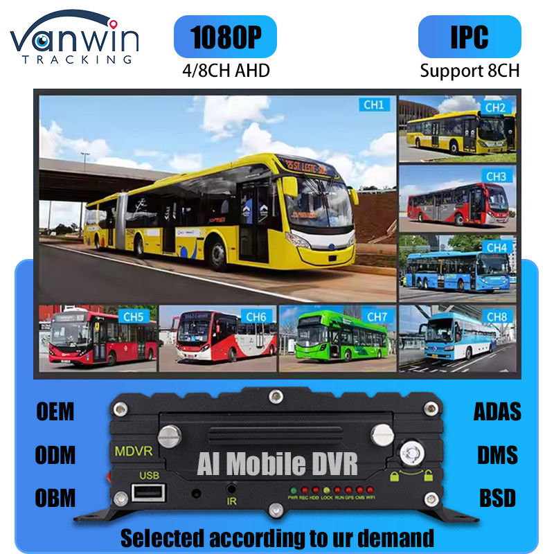 8CH AI ADAS DMS BSD Mobile DVR HDD MDVR 2TB Unterstützung Fahrzeug-Tracking-Plattform Fahrzeug-DVR