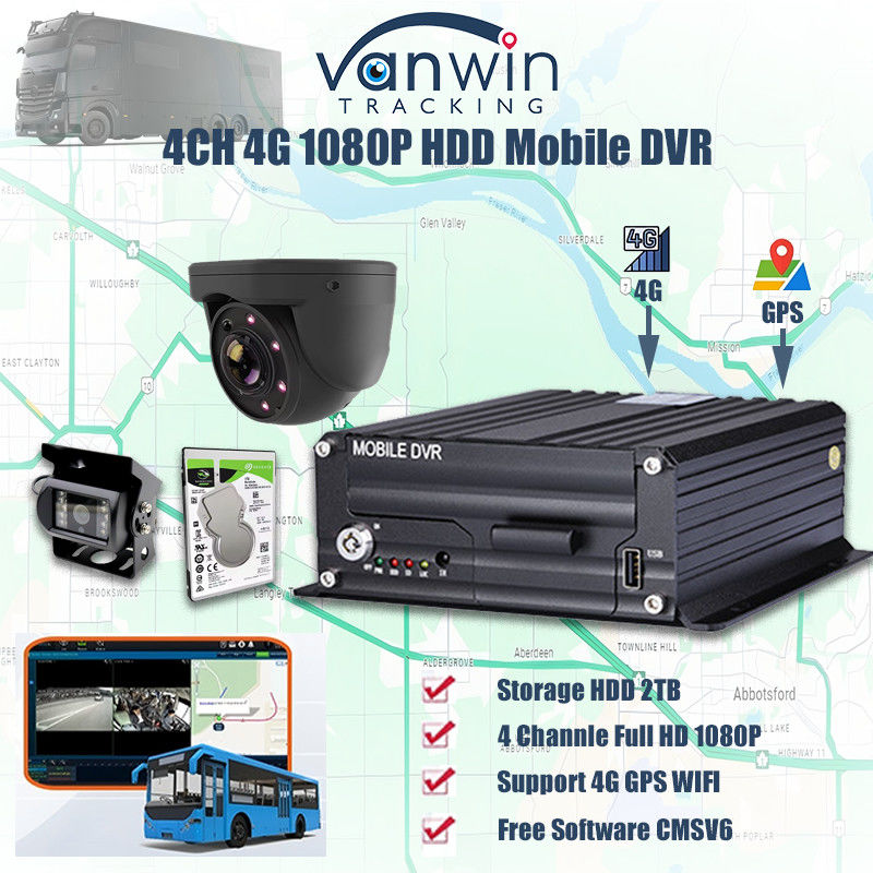 H.265 4CH 1080P HDD Mobil DVR Fahrzeug CCTV Video-Recorder Kit Kamera-System MDVR