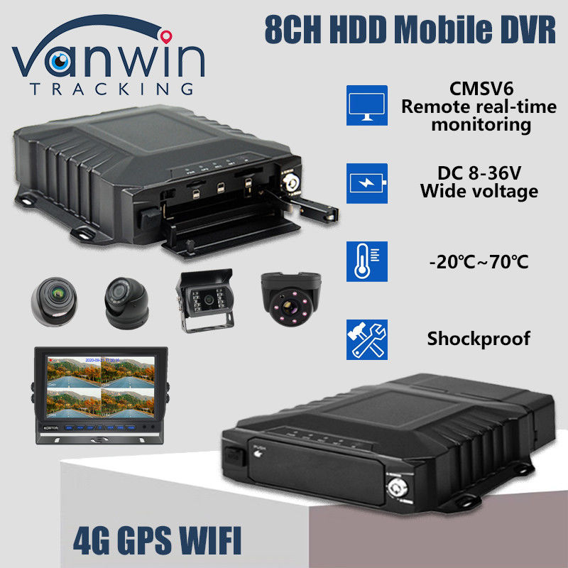 8 Kanal 4G WLAN 1080P HDD Mobil DVR Fahrzeugüberwachung AHD Echtzeit Ansicht Mdvr