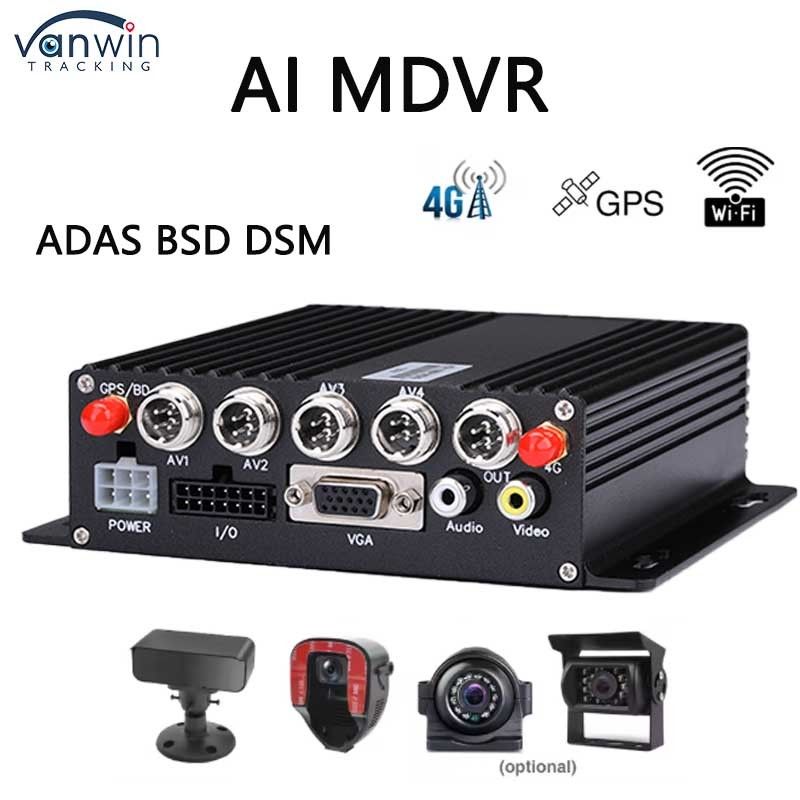 4 Kanal ADAS DSM Car DVR mit 4G GPS AHD Kamera SD-Karte Video-Recorder für die Ausbildung Autofahren Mobil DVR für Lkw-Bus