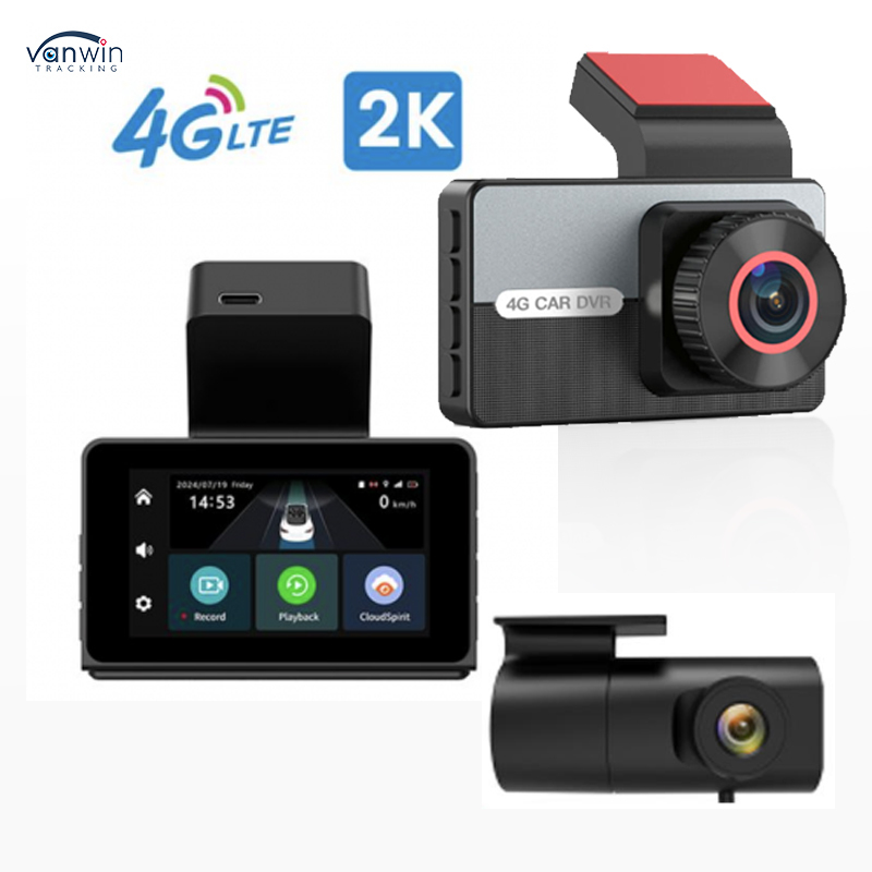 Erweiterte 2K 4G SIM-Karte Dual-Objektiv GPS Dashcam Nachtsicht WDR Loop-Aufnahme Funktionen Kompatibel mit Smart VW Autos Android IPS