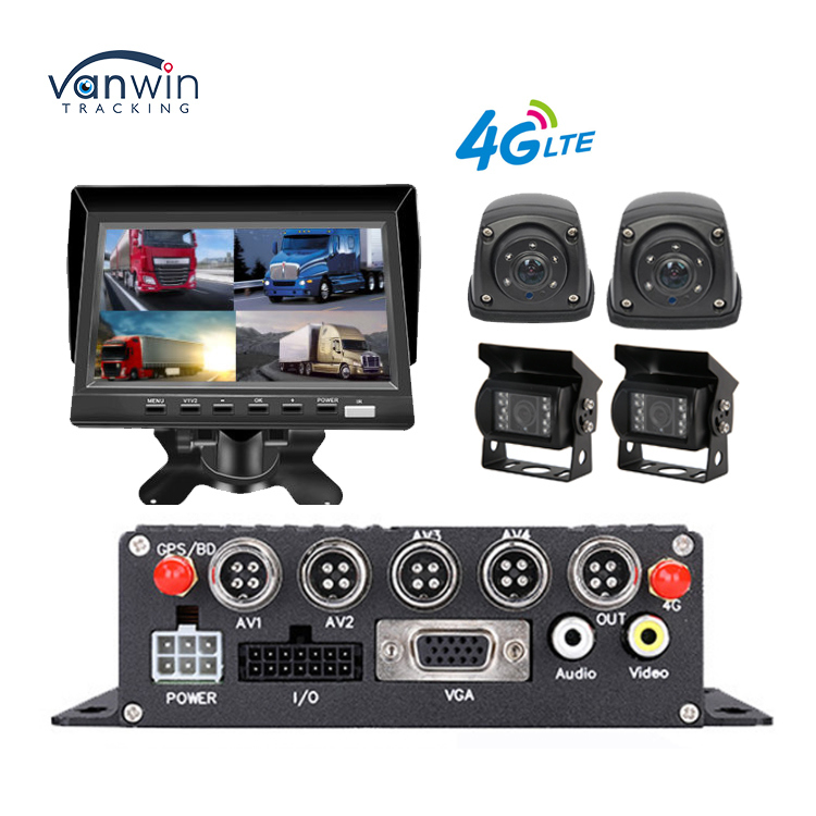 Professioneller 4-Kanal 1080P MDVR für LKWs mit 7" Monitor, 4G/GPS, wasserdichte Kamera & Rückfahrhilfe - All-in-One Flottenmanagement-Lösung