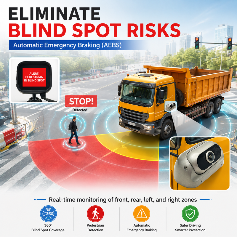 4G Fahrzeug-CCTV-DVR mit integriertem AEBS-Notbremsassistenten, ADAS+DSM+BSD Aktive Sicherheit für LKW & Busse