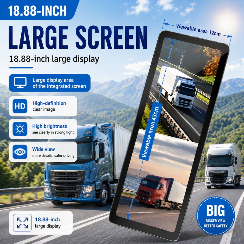 Kamerasystem für den Blinden Fleck von Lastwagen 1080P Doppelobjektiv Seitenaufnahme Kamera 18,88 Zoll Monitor für Semi-Lkw Anhänger Nutzfahrzeug